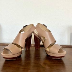 Michael Kors Carla Leather Buckle Detail Platforms